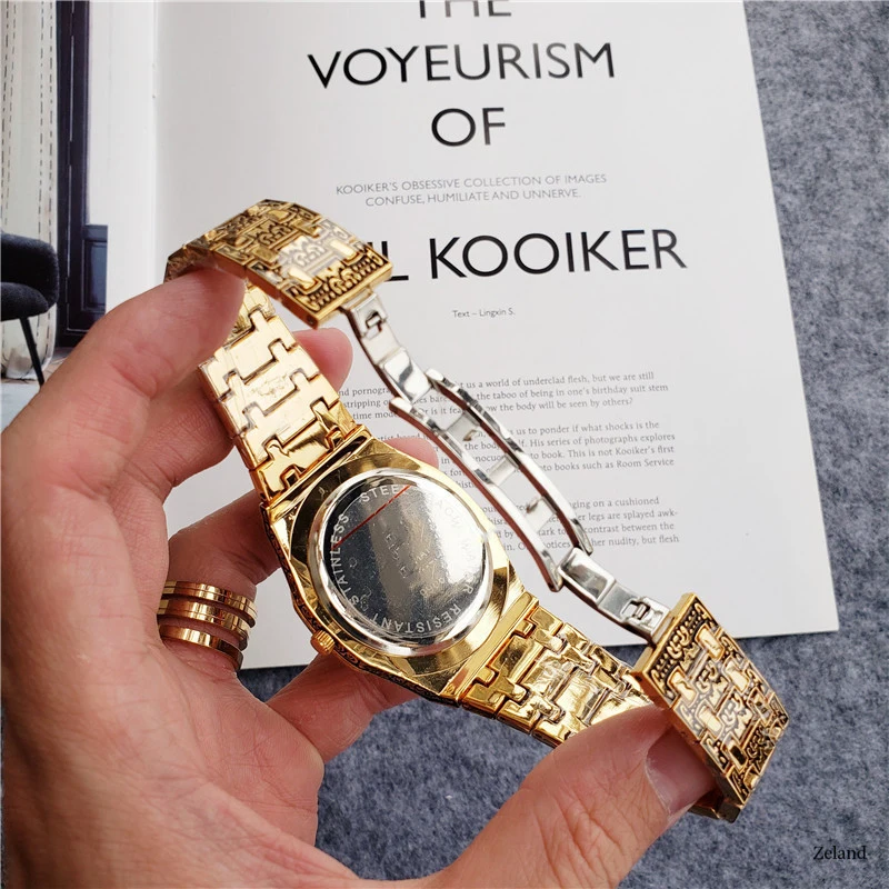 Móda quartz hodinky mužov Značky luxusné Retro zlaté nehrdzavejúcej ocele sledovať mužov zlaté pánske hodinky reloj hombre