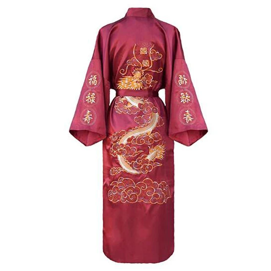 Nadrozmerná 3XL Sexy Mužov Župan Sleepwear Výšivky Dragon Kimono Šaty, Šaty Príležitostné Voľné Salónik Nightgown Intímne spodná Bielizeň
