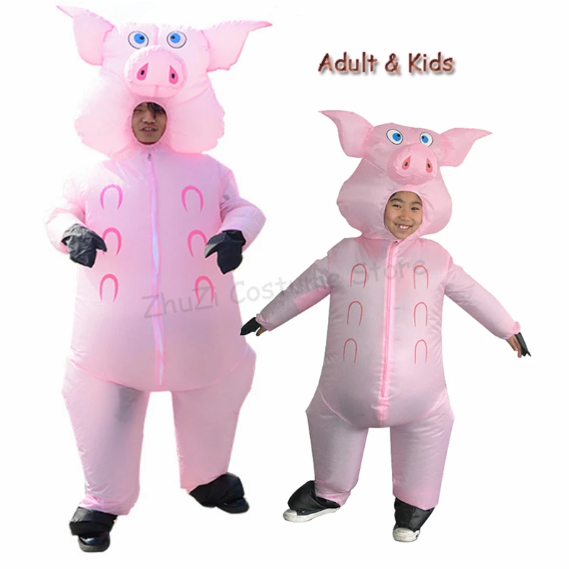 Nafukovacie Pig Ružový Kostým Pre Dospelých Detský Maškarný Kostým Anime Cosplay Kostým Zvierat Halloween Ošípaných Roztomilý Zábavné Cosplay Party Oblečenie