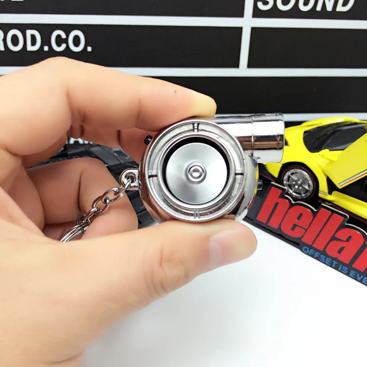 Najnovšie Kreatívny Darček Auto Keychain Prívesok Auto Upravené Kovové USB Nabíjanie Turbíny Cigaretový Zapaľovač Keychain