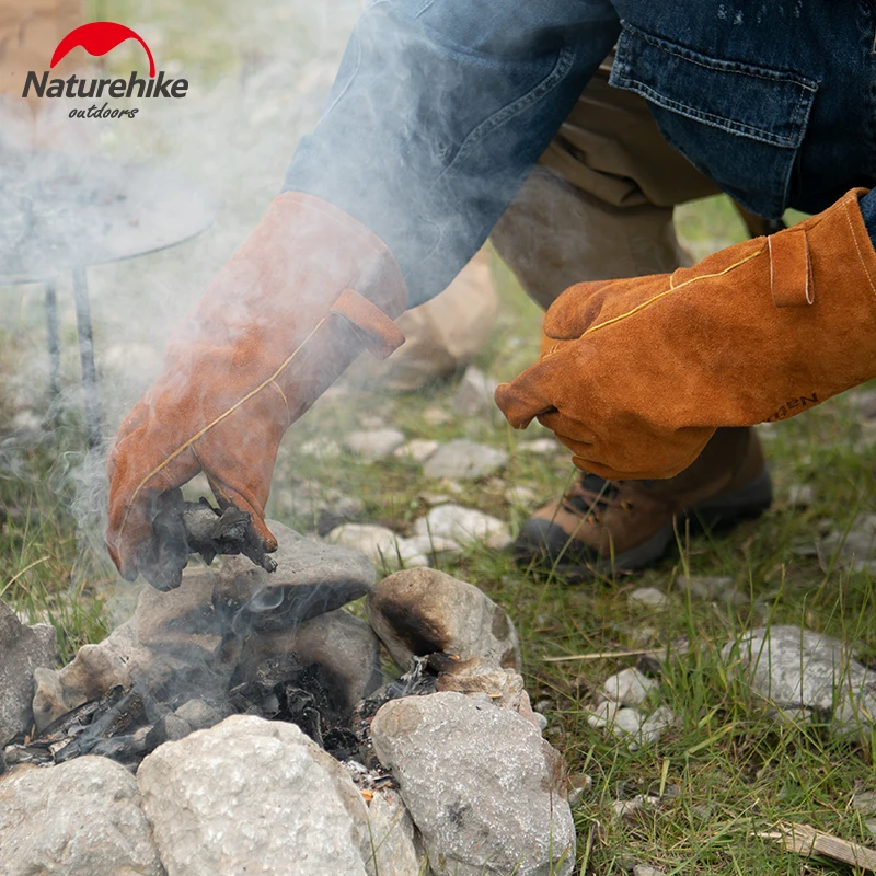 Naturehike Spomaľovač Horenia Tepelne Izolačné Rukavice Kožené Vysoké Teploty Outdoor Camping Piknik BBQ Rukavice