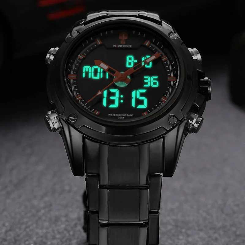 NAVIFORCE Quartz Hodinky Mužov Podsvietenie Automatické Zobrazovanie Dátumu Armády Vonkajšie náramkové hodinky z Ocele Business Multi-function Relogio Masculino
