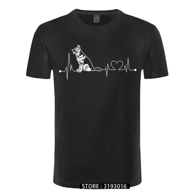 Nemecký Ovčiak Tep T-Shirt Vytlačené Čistá Bavlna pánske Krátke Rukáv Lumbálna Tees Top Tee Tlač Krátke Sleeve T Shirt
