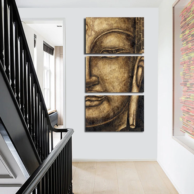 NEZIŠTNE 3 Kusov Zlatého Budhu Plátno Umenie Moderné Obrazy Na Steny v Obývacej Izbe Modulárny Obrázok Dekorácie Vytlačiť Plátno