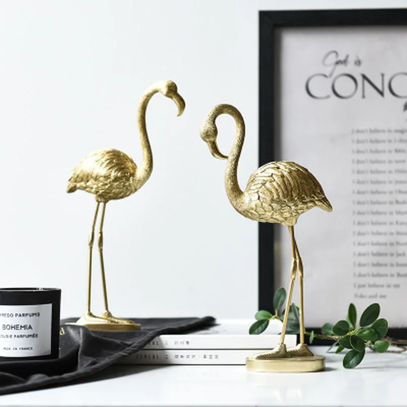 Nordic IN Golden Flamingo Dekorácie, Figúrky, Obývacia Izba, Ozdoby, Svadobné Dekorácie, Rekvizity Domova Príslušenstvo Moderný
