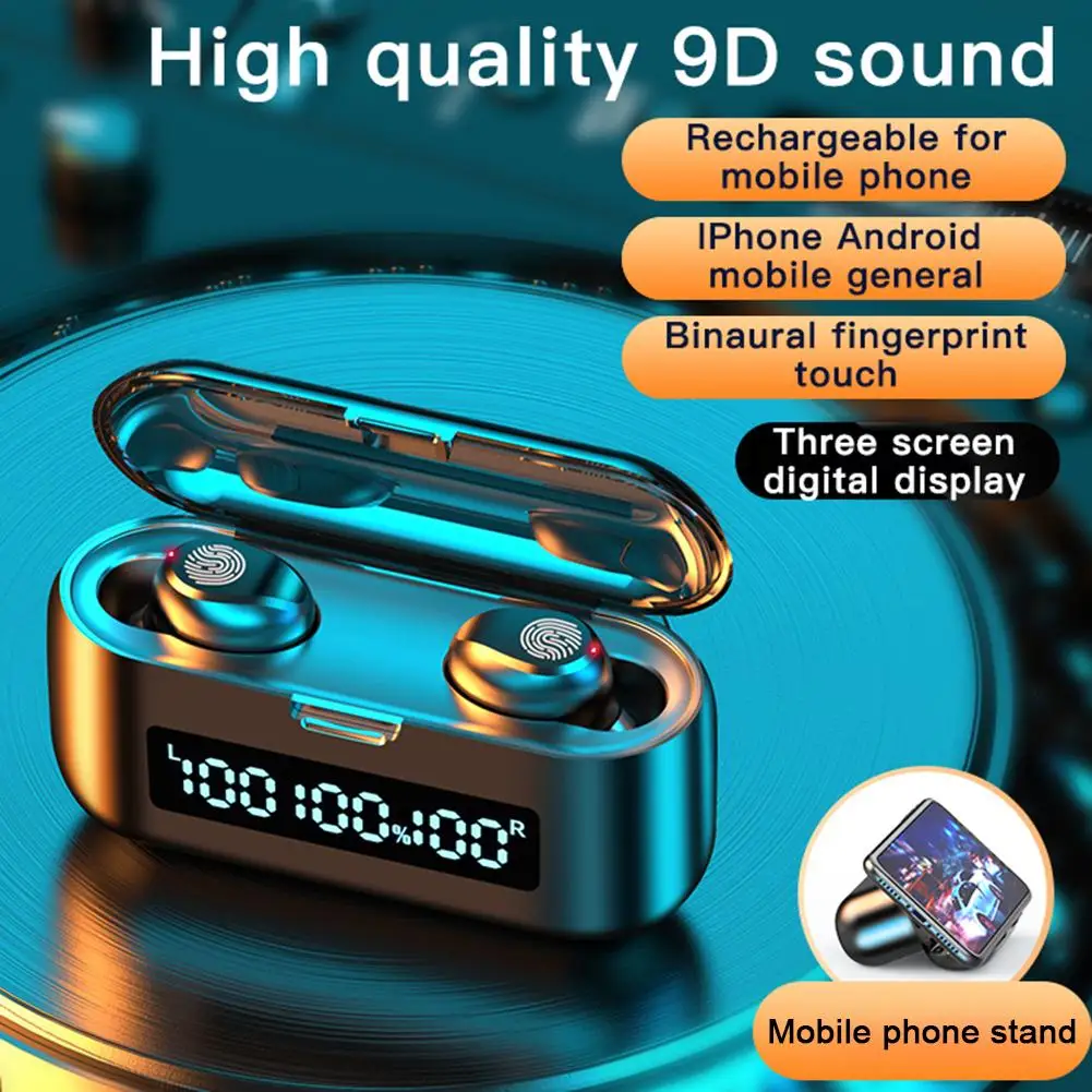 Nové F9 Bezdrôtové Slúchadlá Bluetooth 5.0 Slúchadlá TWS HIFI Mini In-ear Športové Bežecké Slúchadlá HD Hovor S 3000mAh Plnenie Box