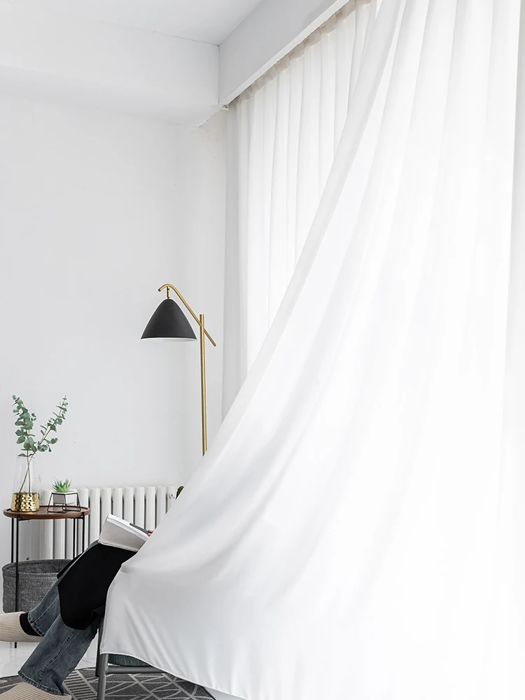 Nové In Nordic Štýl Rozprávky Transparentné, Moderné High-End závesy pre Obývacej Izby, spálne, Balkóna (Solid Farba Biela Priadza Opony