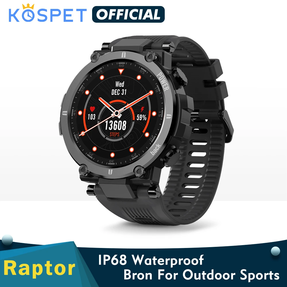 NOVÉ KOSPET Raptor Vonkajšie Športové Hodinky Robustný Bluetooth Full Touch Smart Hodinky Vodotesné Ip68 Tracker Módne Smartwatch Pre Mužov