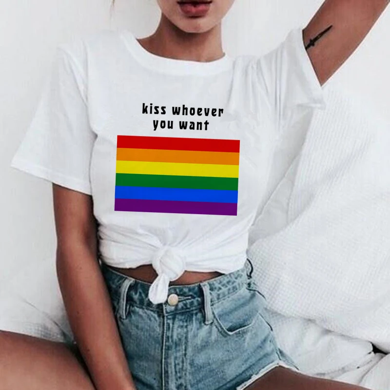 Nové Lgbt Lesbickej Hrdosti Rainbow, Tričko Ženy, Gay Love Harajuku Ullzang T-shirt 90. rokov Grafické kórejský Tričko Fashion Top Tees Žena