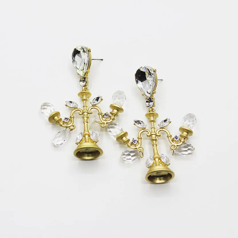 Nové Módne Barokový Crystal Mini Lustre Náušnice Kúzlo Drahokamu Visieť Prehnané Vyhlásenia Svadobné Party Šperky 439