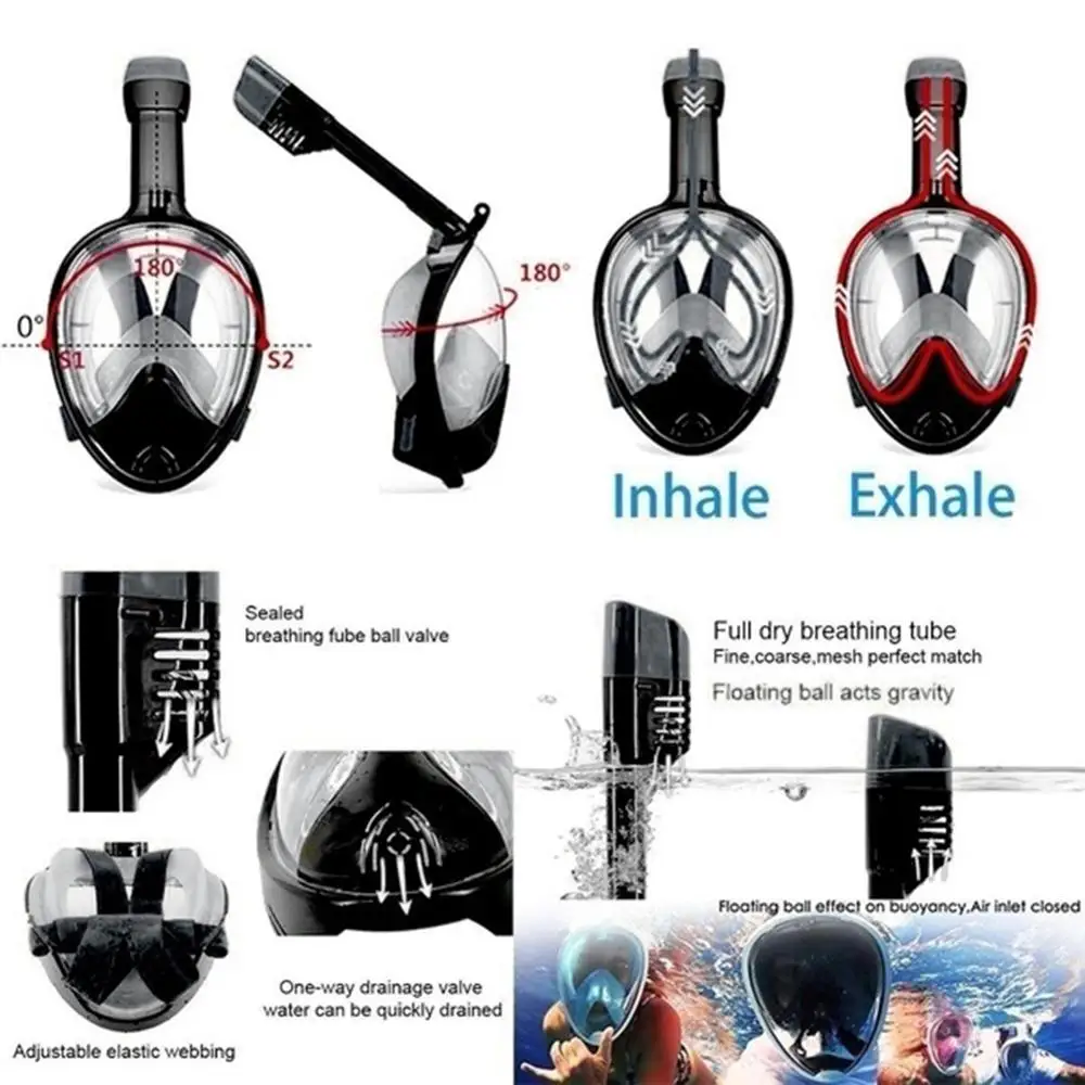 Nové Podmorské Potápanie Anti Fog Plnú Tvár Potápačská Maska na Šnorchlovanie Nastaviť Dýchacie Masky Bezpečné a Nepremokavé Plávanie Zariadenia