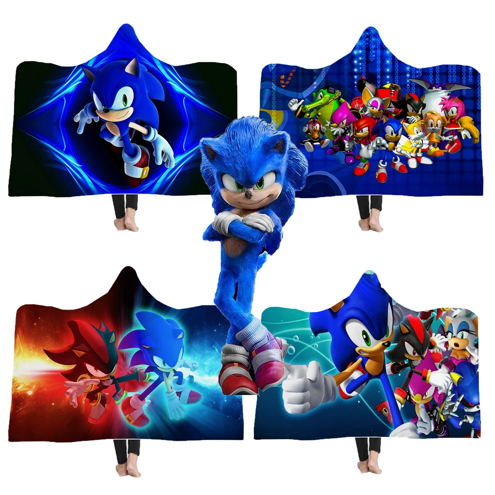 Nové Sonic the Hedgehog Deka Plášť Cosplay Dospelých Detí Hrubé Hooded Flannel Deka Cosplay Kostým Hoodie