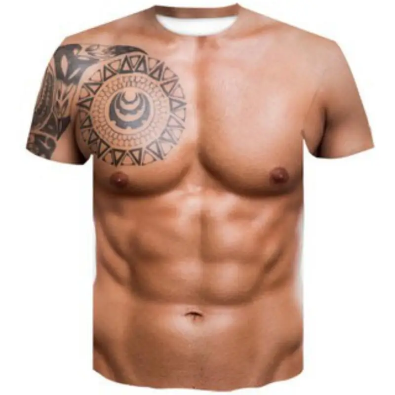 Nové svalov človeka vytlačený 3D T-shirt okrúhlym výstrihom, krátky rukáv T-shirt dámy mužov bežné dámy T-shirt topy