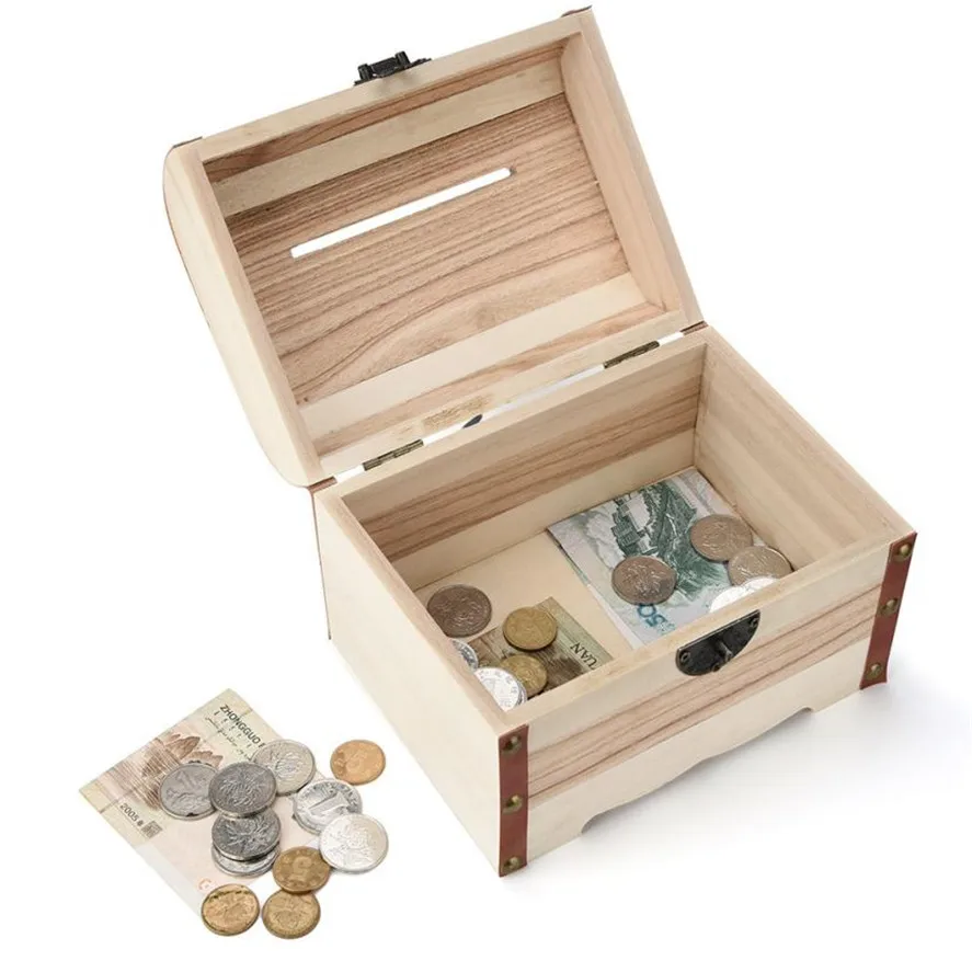 Nové TENSKE 1PC Drevené Prasiatko Safe Money Box Úspory So Zámkom, drevorezbárstvo Ručné Mince úložný box Vysokej Kvality