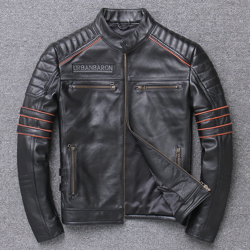Nové Voľný predaj Značky plus veľkosť black mužov lebky kožené Bundy pánske originálne Kožené biker jacket.motorbiker kabát
