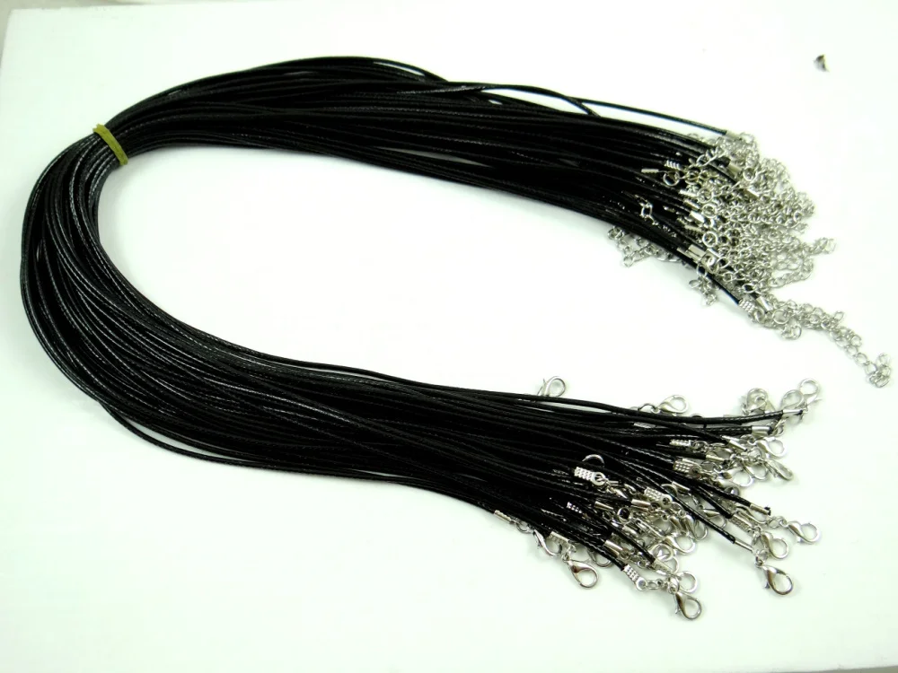 Nový 1,5 mm, čierny Vosk Kožené kábel náhrdelník lano 45 cm s Lobster spona kvalitné šperky diy 50pcs/veľa veľkoobchod