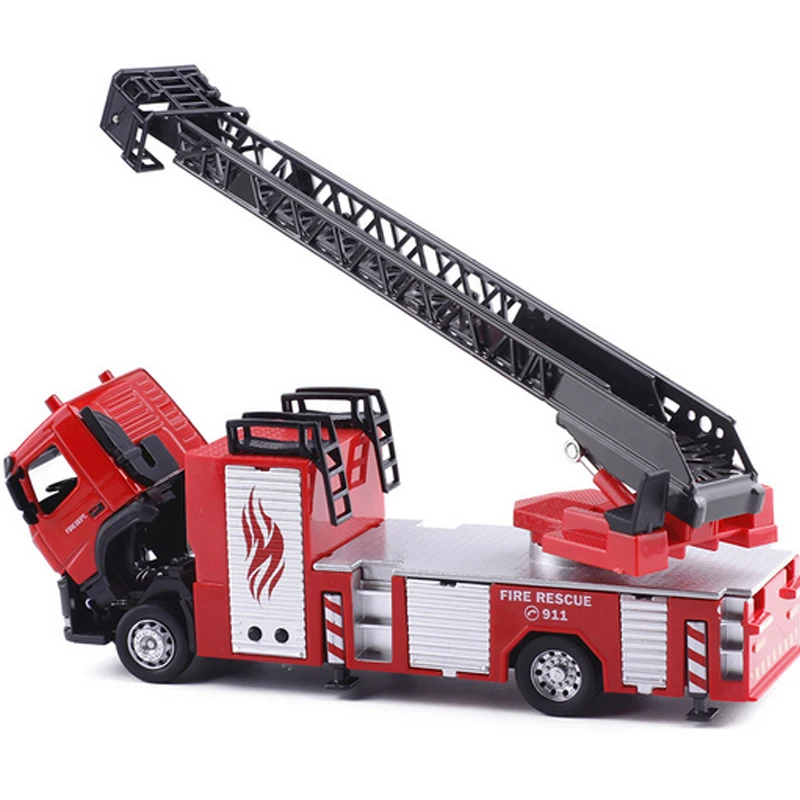 Nový 1:50 Hliníkový Rebrík Truck Požiaru Truck Inžinierstva Vozidla, Simulácia Zvuku a Ľahkých Nákladných Firetruck Dieťa Vzdelávacie Hračka