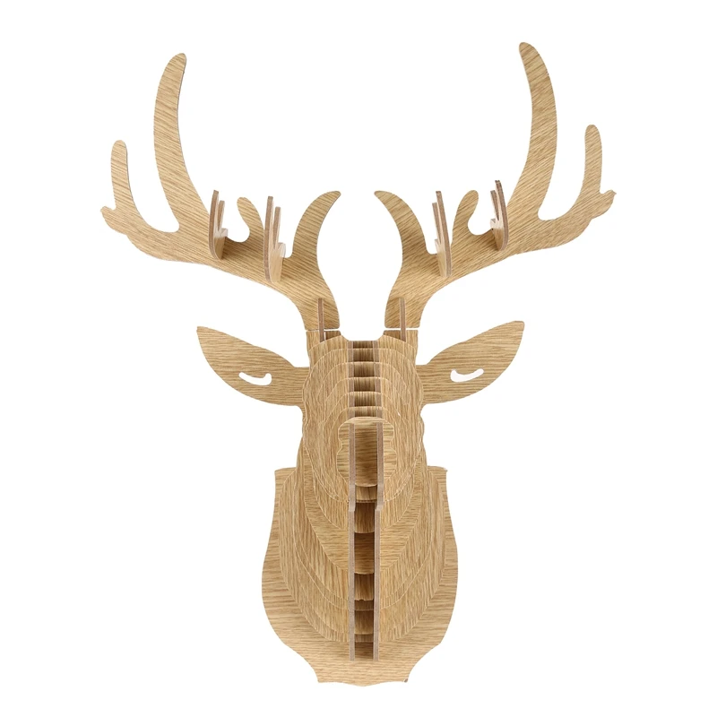 NOVÝ 3D Wood Carving Jeleň Hlavu, Dekorácie na Stenu a Háčik Dvere Náhrdelník Klobúk Kľúč
