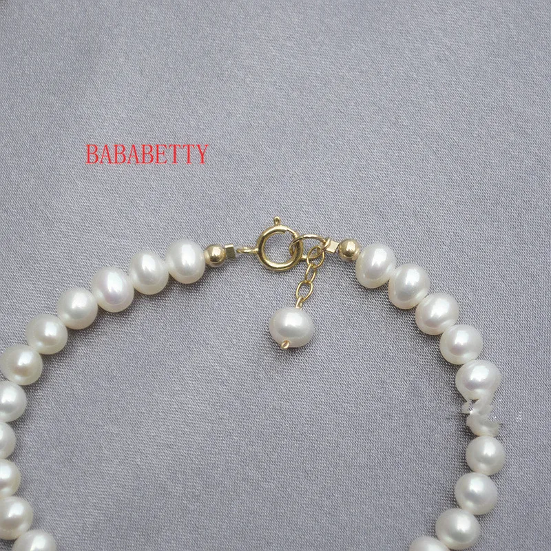 NOVÝ Elegantný minimalistický Zemiakov tvar 6-7mm prírodné sladkovodné perlový náhrdelník náramok nastaviť