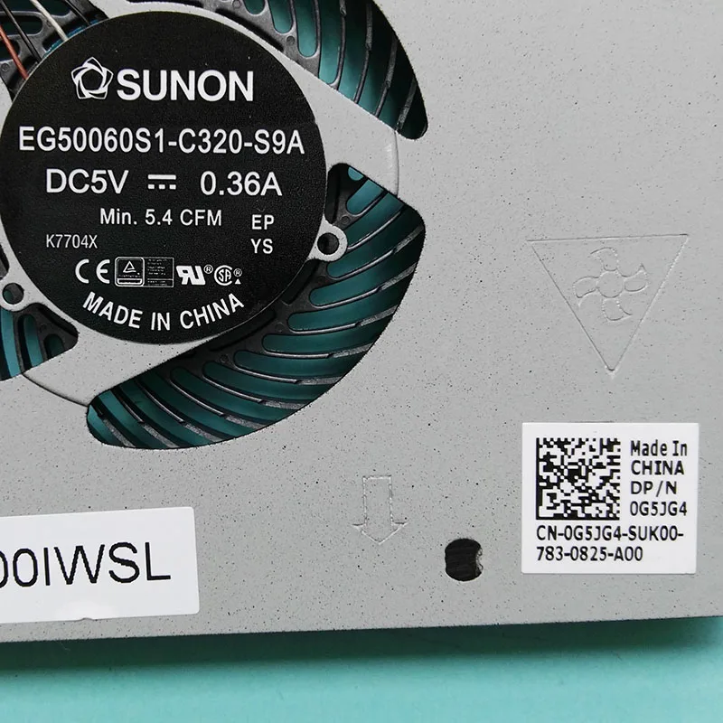 Nový, originálny cpu chladiaci ventilátor chladiča PRE DELL Latitude 5480 ventilátor cpu EG50060S1-C320-S9A DC 5V 0.36 A DP/N 0G5JG4 DC28000IWS0