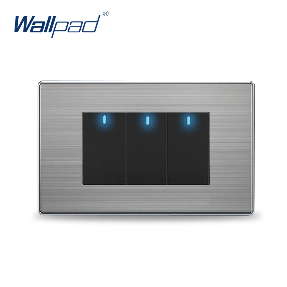 Nový Príchod 3 Gang 2 spôsob Wall Light Switch Wallpad Luxusné Tlačidlo Stenu Prepínače S LED Indikátor 2 Farby 10A AC110-250V