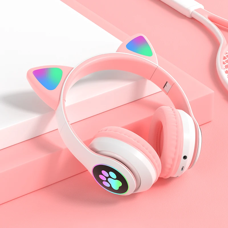 Nový Príchod LED Mačka Uší Potlačením Hluku Slúchadlá Bluetooth 5.0 Mladých Ľudí, Deti Headset Podpora TF Kariet 3.5 mm Konektor Mic