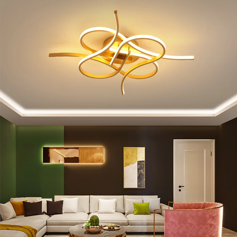 Nový Záznam Moderné led Stropný Luster pre obývacej izby, spálne, študovňa obchod Stmievateľné Domov Luster Osvetlenie Black/Gold