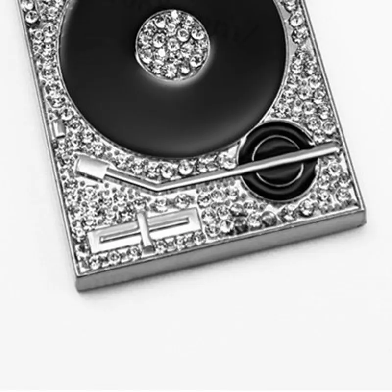 Nový Ľadový Z Crystal DJ Phonograph Prívesok Náhrdelník S Kubánskej Reťazca Muži ženy Hip hop Music Rock, Rap Bling Šperky