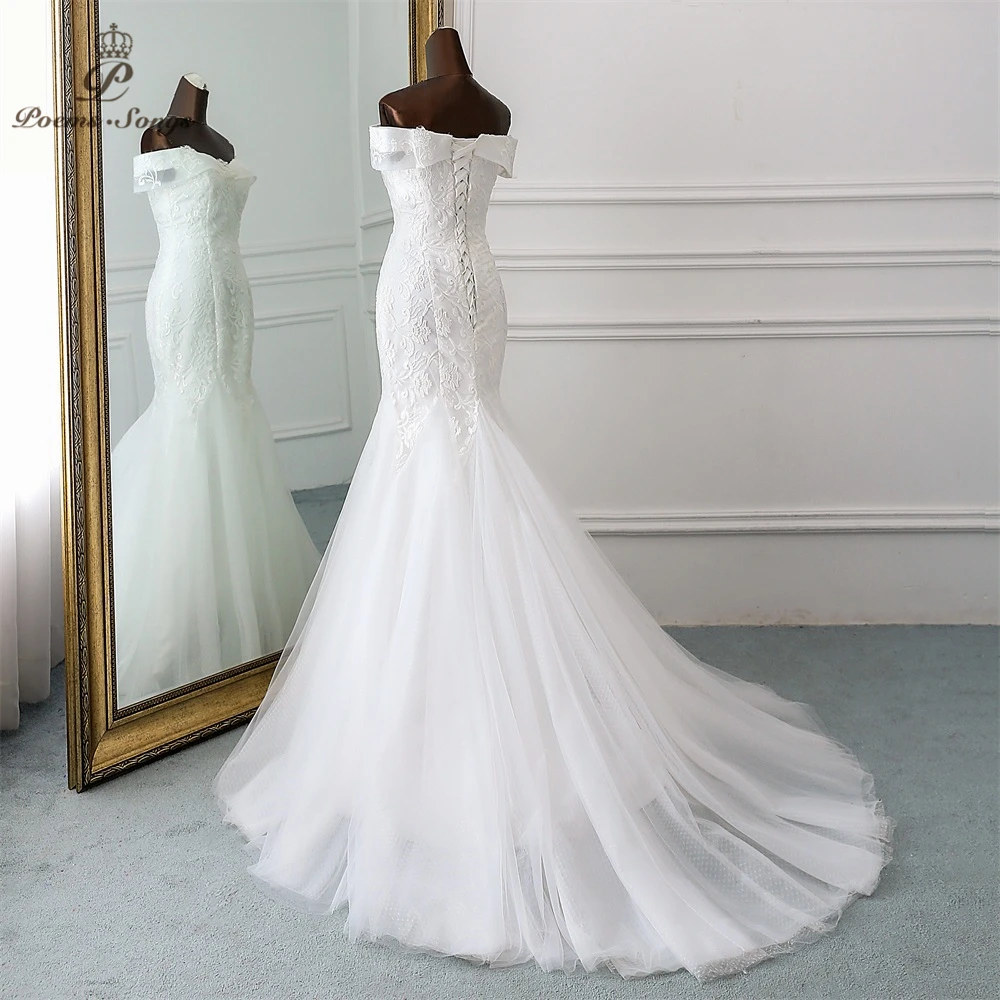 Nový štýl Loď Krku krásne sequined svadobné šaty 2020 pre svadobné Vestido de noiva Morská víla svadobné šaty, šaty, de mariee