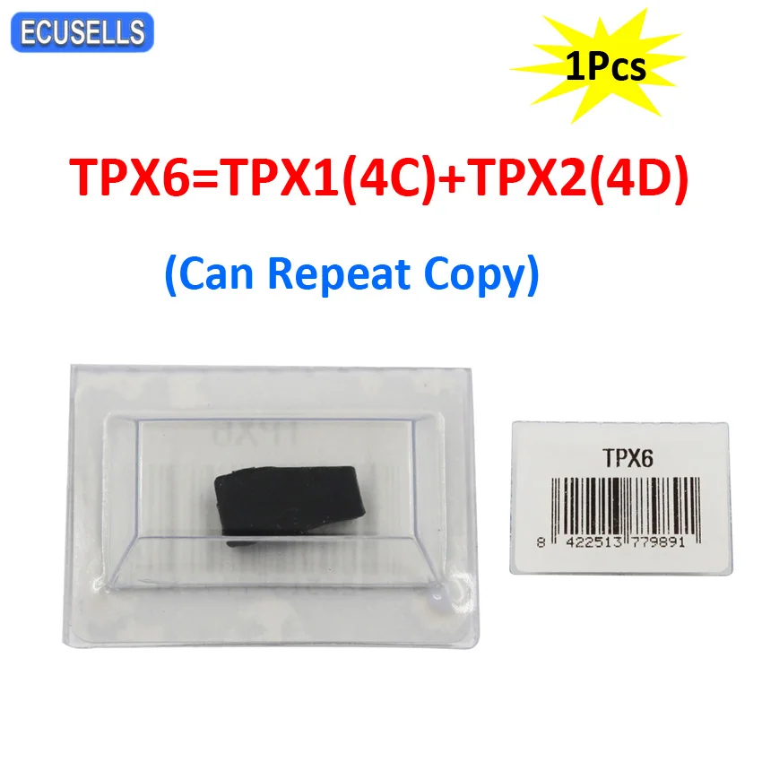 Nový Štýl TPX6 Keramické Čip Kľúča Vozidla Čip TPX6 Transpondér Čip=TPX1(4C)+TPX2(4D) Carben ( Môže Opakovať Kópia)