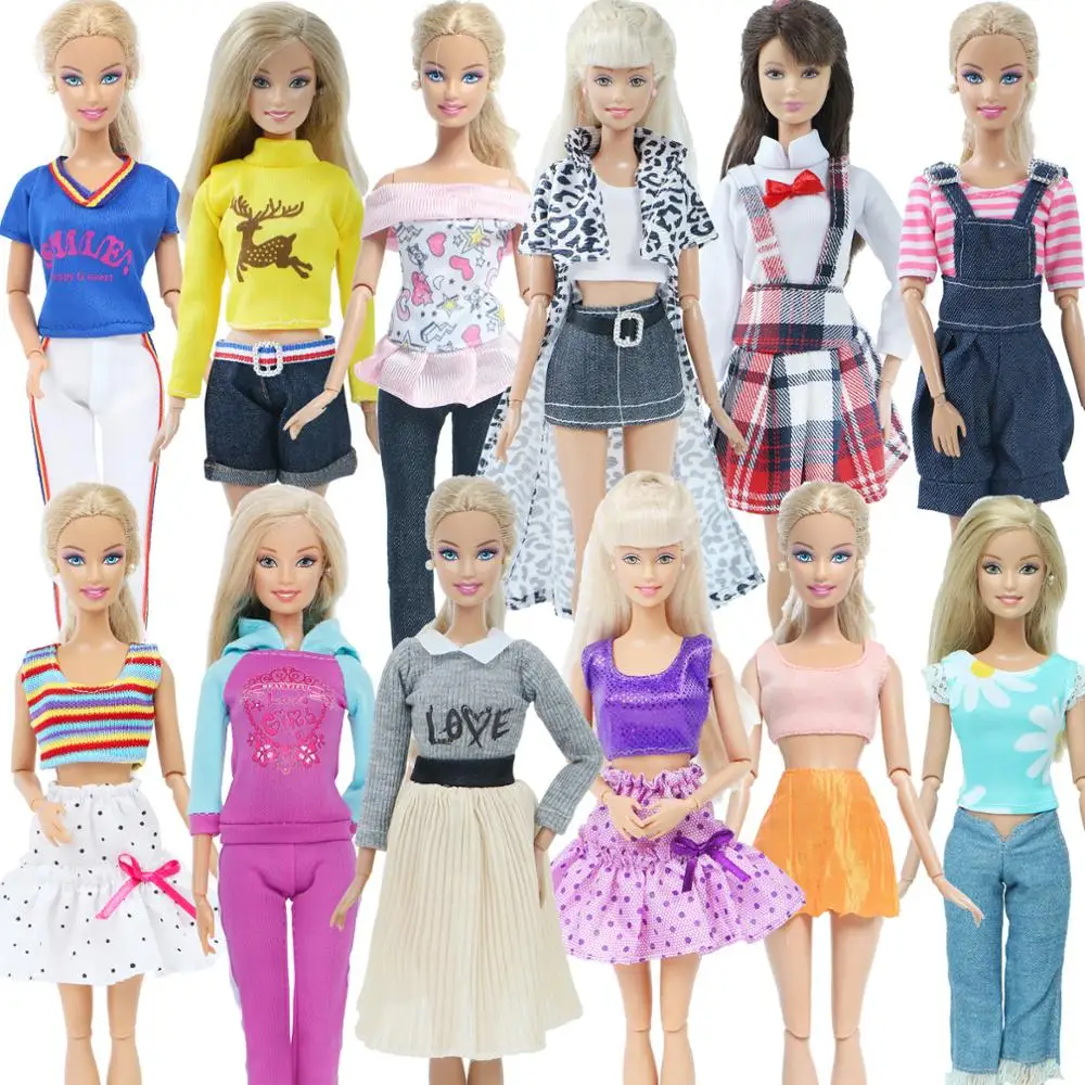 Náhodne Vybrať 10 ks/veľa Doll Oblečenie Sady Módne Oblečenie Bežné Šaty, Obleky pre Bábiku Barbie Príslušenstvo Najlepšie Hračky pre deti