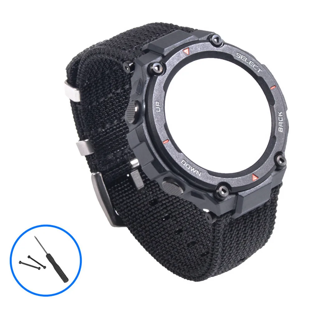 Náhradné Watchband pre Xiao Amazfit T-Rex Smartwatch Plátno Nylon Hodinky Remienok z Nerezovej Ocele Pracky s Nástroje a Príslušenstvo