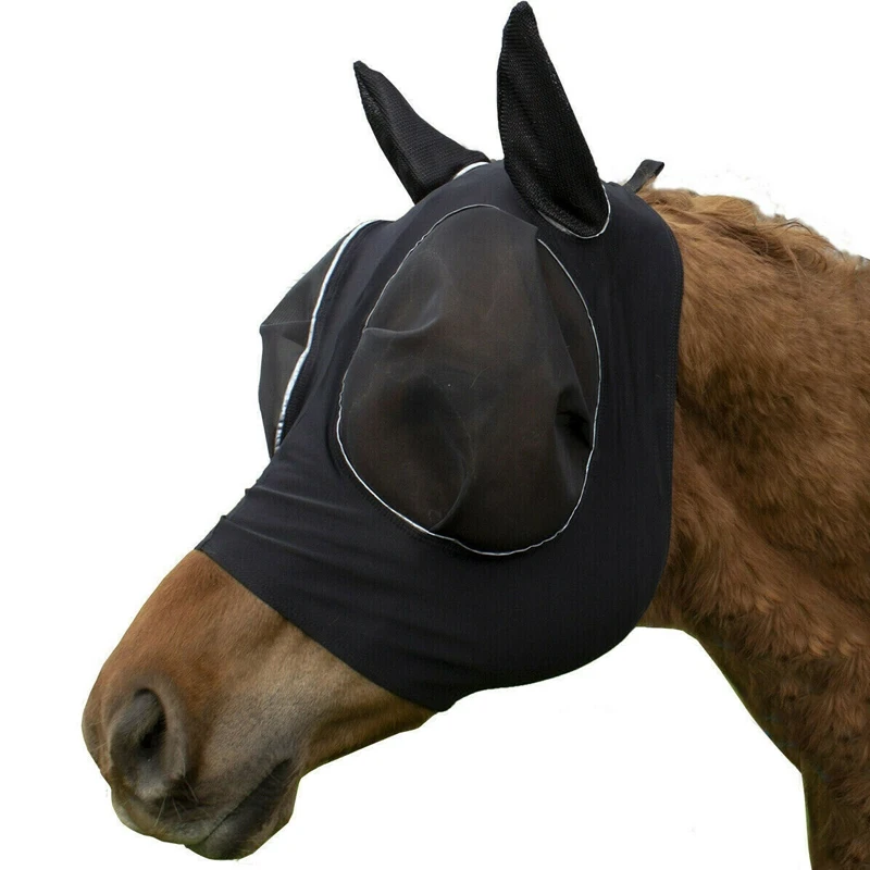 Odnímateľný Kôň Lietať Maska na Tvár Vedúci Ucho Kryt Jazda na Koni Zariadenia Racing Jazdecké Lietať Kapoty Splnené Anti-komár Maksa