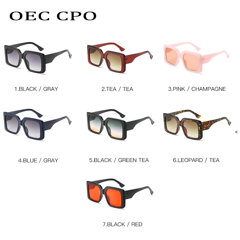 OEC CPO Nadrozmerné Námestie slnečné Okuliare Ženy Módnej Značky Flat Top Slnečné Okuliare Pre Ženy Gafas Tieni Retro Dámske Okuliare UV400