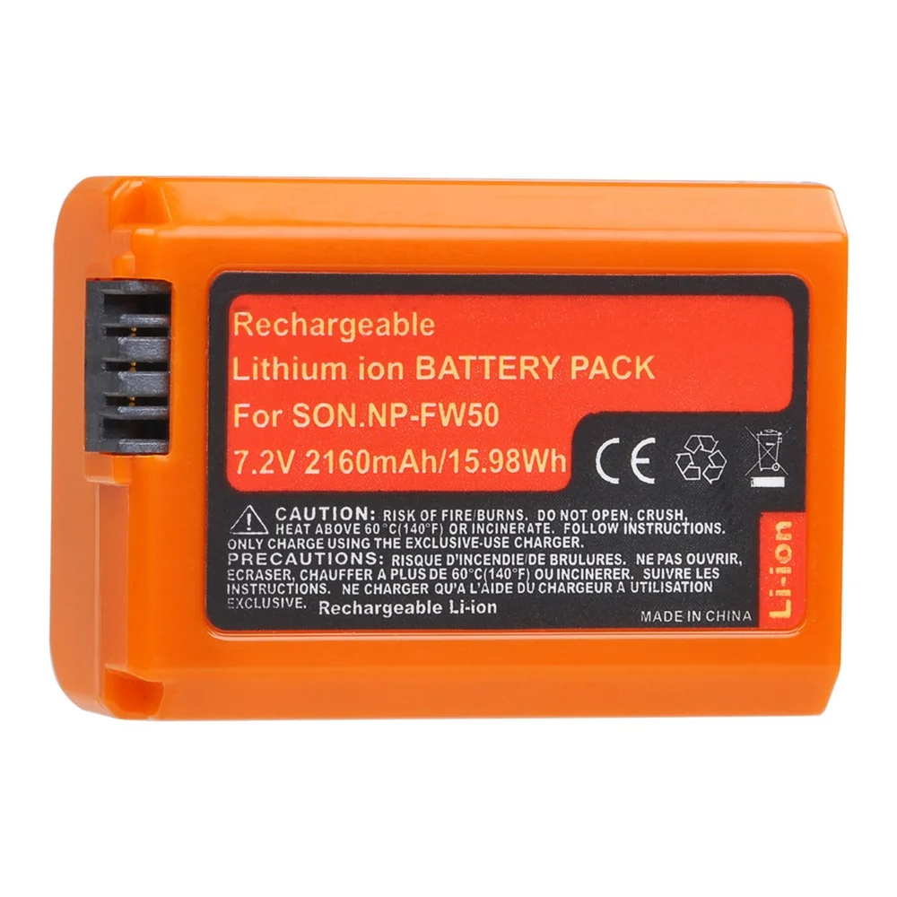 Orange NP-FW50 NP FW50 Batérie (2160mAh) pre Sony Alpha a6500 a6300 a6000 a5000 a3000 NEX-3 A7 A7II A7RII A7SII A7S A7S2 A7R A7R