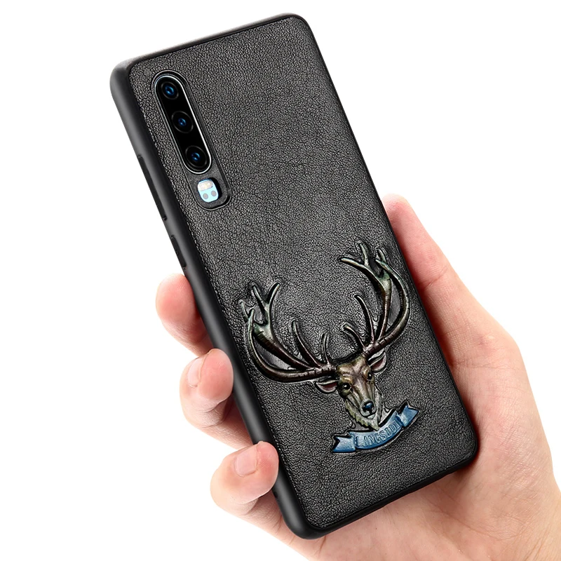 Originálne Kožené 3D Emboss Eagle Zrna telefón puzdro na Huawei P40 P20 P30 Lite Pro Mate 20 P10 Kryt Pre Česť 20 Pro 10 10i 8X