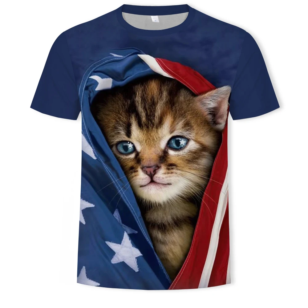 Osobnosti divný mačka 3d tlač módne letné mužov a žien T-shirt mäkké voľné t-shirts bežné street oblečenie pre mužov