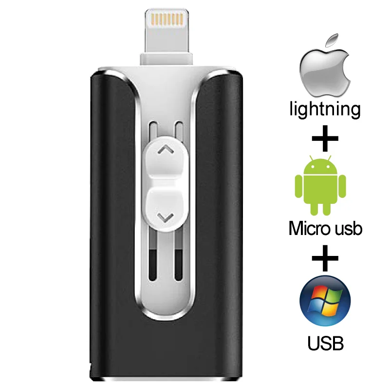 OTG USB Flash Disk USB3.0 pre iPhone/iPad/IOS/Android/PC 128 GB 64 GB 32 GB, 16 GB 8 GB pero jednotka 3 v 1 vysokej rýchlosti kl ' úč