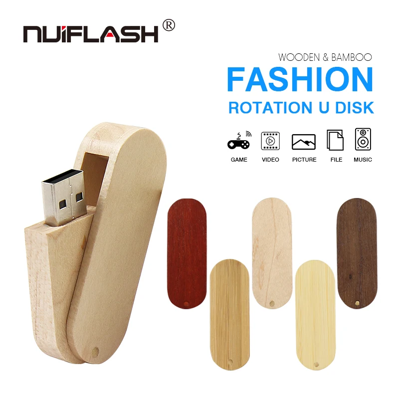 Otočná Oválne Drevené USB flash Stick Dreva Pero disk 4 GB 64 GB 16 GB 8 GB 32 GB, 256 GB kl ' úč Flash prispôsobiť Palcom jednotku