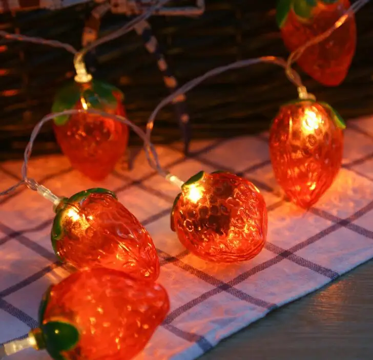 Ovocie lampa string farba LED lampa jahoda lampa string Vianočné ozdoby na Vianočný darček modelovanie lampa
