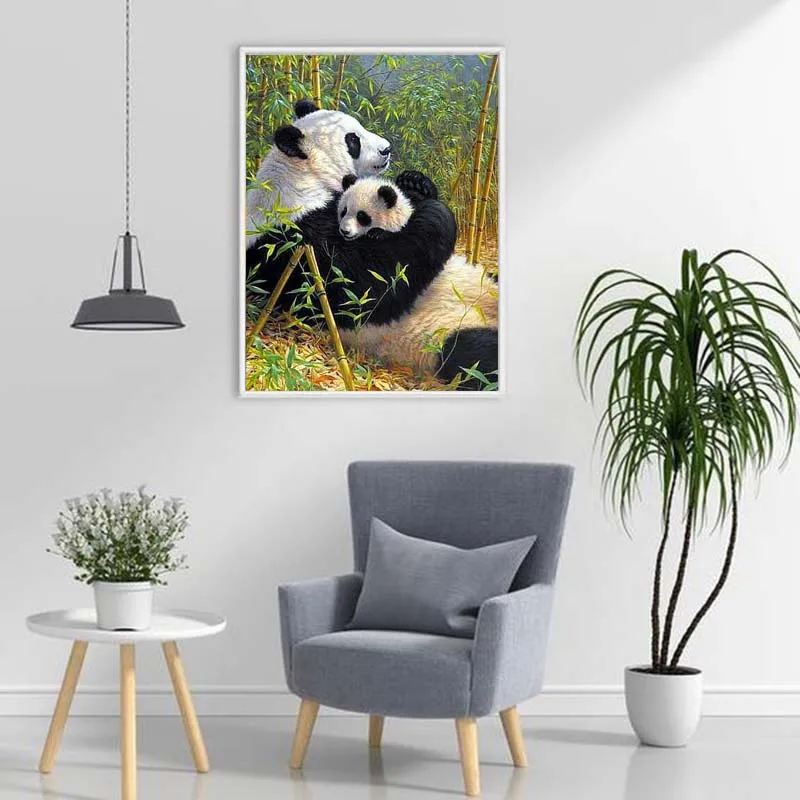 Panda DIY 5D Diamond Maľovanie Cross Stitch Plné Kolo Živice Mozaiky Zvieratá Diamond Výšivky Kamienkami Umenia, Ručne vyrábané Darčeky