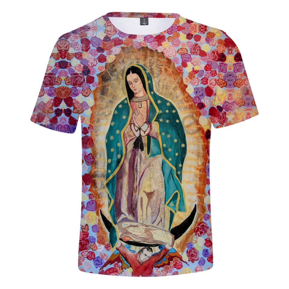Panna Mária Z Guadalupe Panny Márie Katolíckej Mexiko Najvyššej Kvality Bežné tričko mužov lete crewneck-t-shirt harajuku tričko oblečenie