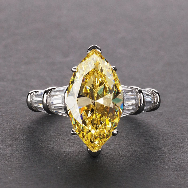 PANSYSEN Luxusné Moissanite Zásnubné Prstene pre Ženy, Nový Dizajn Mariquesa Rezanie 925 Sterling Silver Šperky Krúžok Jemné Šperky