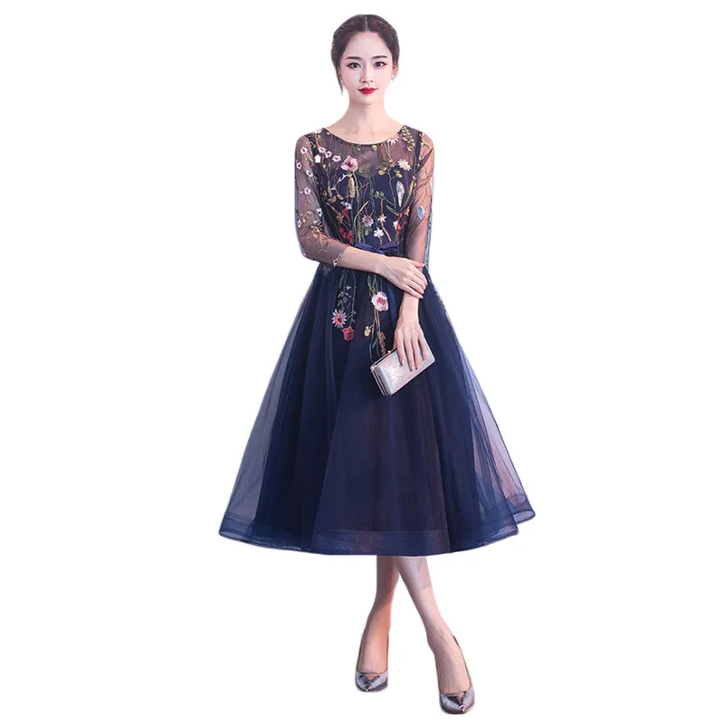 Party Šaty Žien 2019 Nové Jar Leto kórejský Módne, Elegantné Slim Oka Výšivky Elegantné Spoločenské Šaty Vestidos Feminina LD809