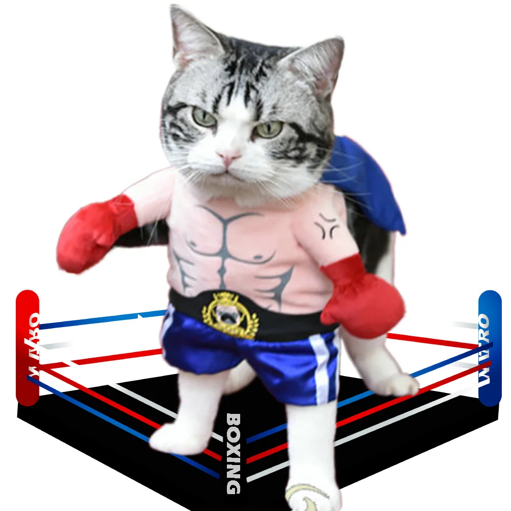 Pet Boxer Kostým Oblečenie pre Psov Pugilism Cosplay Vyhovovali Funny Box Oblečenie Mačka Oblečenie Halloween Oblečenie