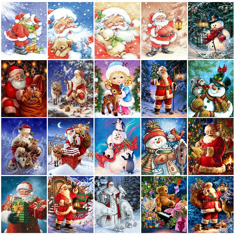 Plné kolo vŕtať Diy Diamond Maľovanie Výšivky Cross Stitch Santa Claus Na Vianočný Darček Diamond Mozaiková Výzdoba