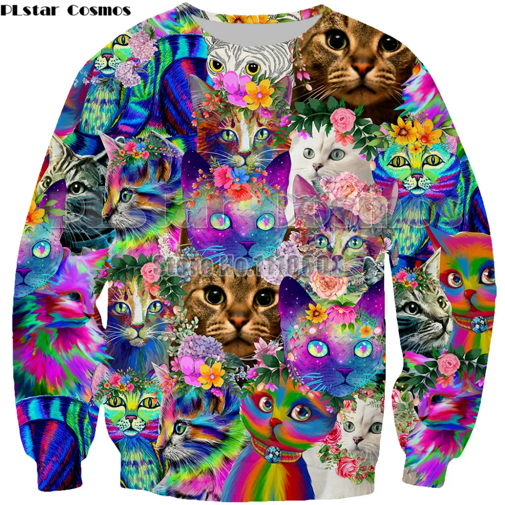 PLstar Vesmíru Módne nový kvet Cute Cat 3D Hoodies kabát Vytlačené Hooded Mikina s Kapucňou, Pulóvre Dropship vonkajší odev PLUS