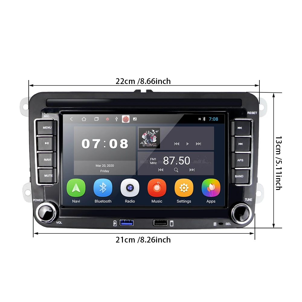 Podofo 2G+32 G Android 10.0 2 din Auto Multimediálny Prehrávač Rádio GPS Pre Volkswagen VW Passat B6 Touran GOLF5 POLO, Tiguan Jetta