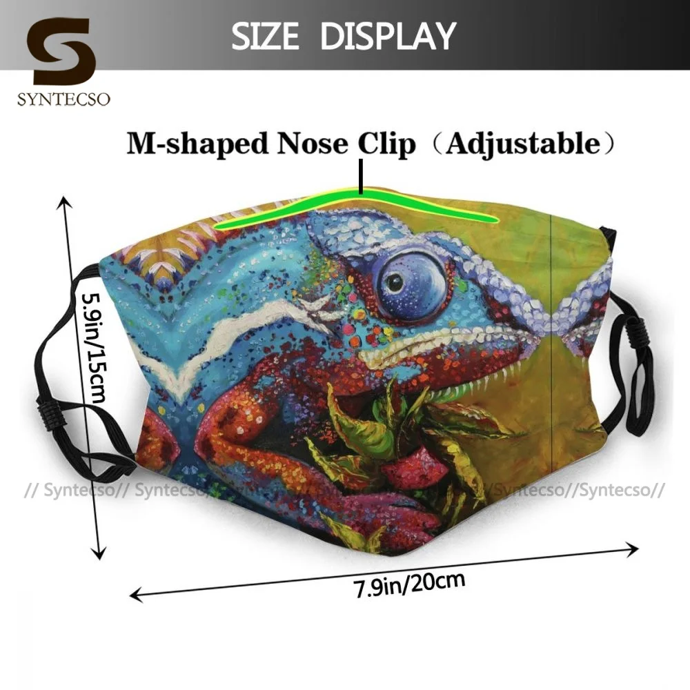 Polyester Zábava Chameleon Úst Tvár Masku Prach, Umývateľný Dropshipping Unisex Pleťová Maska S Filtrom