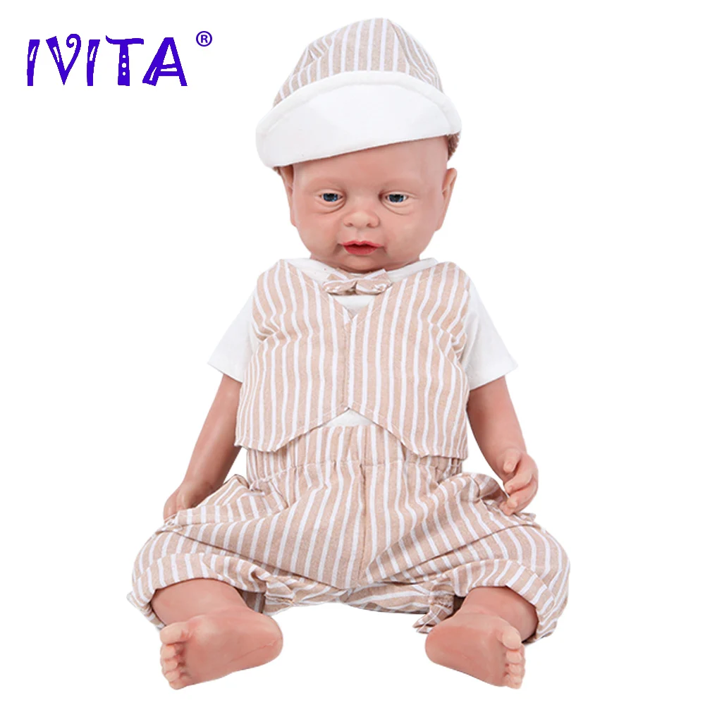 Poslať z NÁS & Čína IVITA WB1502 18-palcové 3800g celého tela silikónové Realistické reborn bábiky Realisticky Hračky chlapčeka oči otvorené
